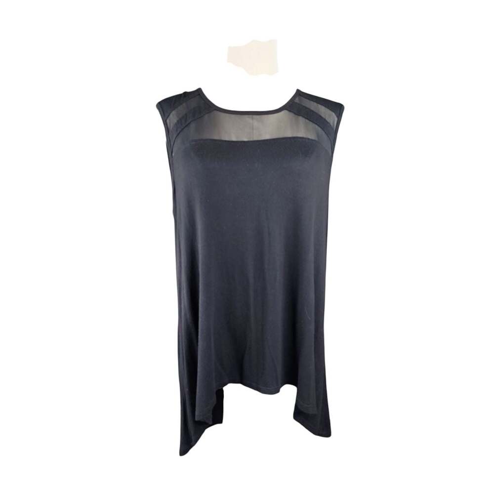 forCynthia Black Sleeveless Mesh Illusion Asymmetrical High-Low Tank Top Sz. M